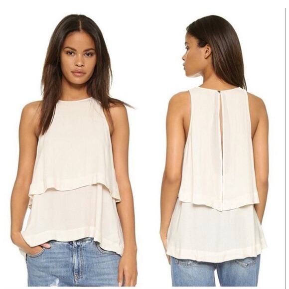 Free People Tops - Free People Cream Layers Of Love Tunic Oversized Tank Sz S Large Armholes